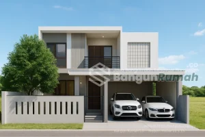 Jasa Bangun Rumah : Rumah Modern Kontemporer 2 Lantai dengan Carport Luas